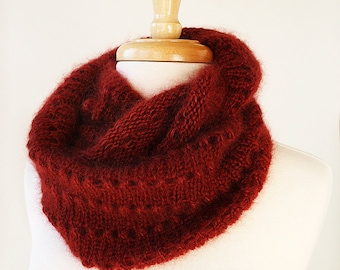 Genevieve Cowl Knitting Pattern: Infinity Winter Scarf (PDF Pattern Tutorial)