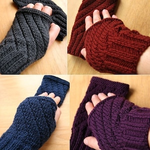 Fingerless Gloves Knitting Pattern: Winter Mitts for Women or Men (PDF Download)