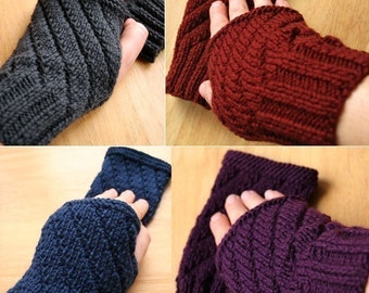 Fingerless Gloves Knitting Pattern: Winter Mitts for Women or Men (PDF Download)
