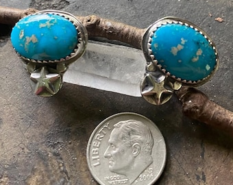 Turquoise studs in sterling silver with a rustic star