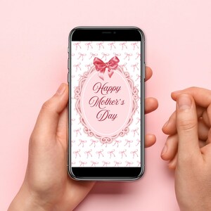 Videobiglietto per la festa della mamma Coquette, biglietto digitale per la festa della mamma, e-card digitale animata, biglietto digitale scaricabile istantaneamente, fiocco rosa Coquette