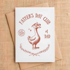 Carte stupide oie du club social fête des pères, carte fête des pères, cartes de voeux, carte-cadeau meilleur papa, nouveau papa, papa pour la première fois, carte drôle