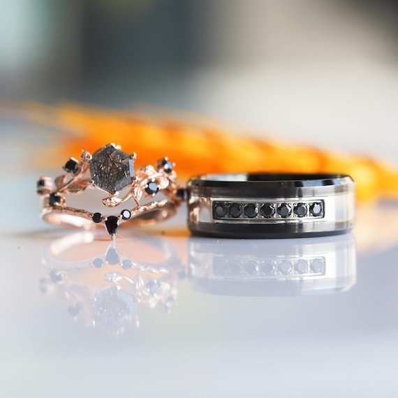 Ensemble unique de bagues en tungstène pour hommes et brindilles
