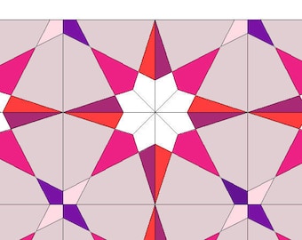12" Star block pattern. Foundation paper piecing.