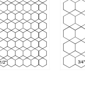 EPP Hexagons, 5 sizes. Printable templates for English paper piecing. Hexies.