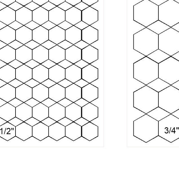 EPP Hexagons, 5 sizes. Printable templates for English paper piecing. Hexies.