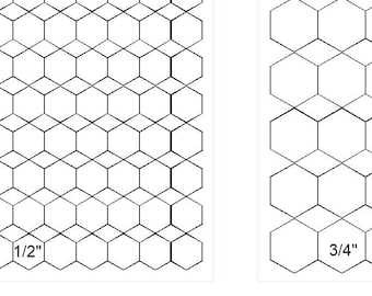 EPP Hexagons, 5 sizes. Printable templates for English paper piecing. Hexies.