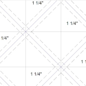Mini HST 1 1/4" PDF stampabile. Modello di carta da parati Foundation. Griglia a triangolo quadrato.
