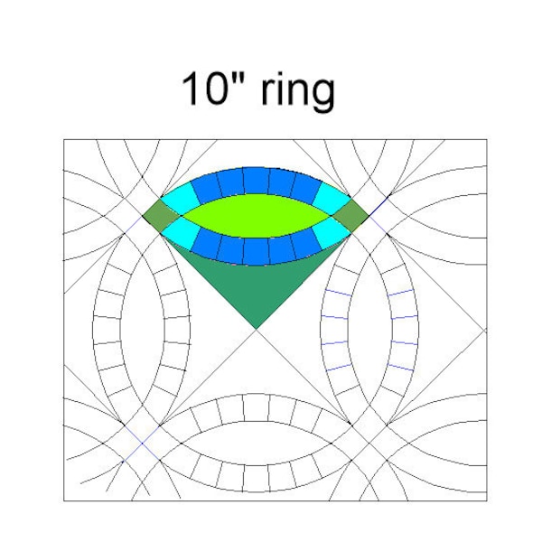 Double Wedding Ring,  printable 10" ring. Foundation paper piecing pattern.