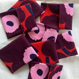 Small icky bag, MINI Unikko Red flowers. 4&quot; x 5&quot;