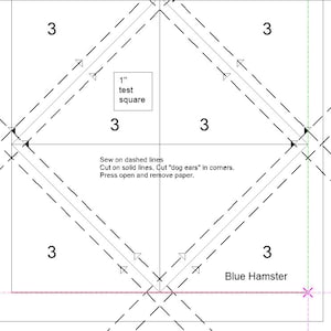 HST 3 "printable PDF. Grundmuster auf Papier. Halbes quadratisches Dreieck. Anfängerfreundlich.