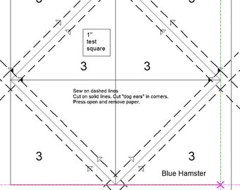 HST  3" printable PDF. Foundation paper piecing pattern. Half square triangle grid. Beginner friendly.