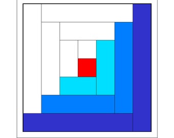 Log cabin block, 3 sizes, 3 rounds. Printable  foundation paper piecing pattern. FPP. Beginner friendly.