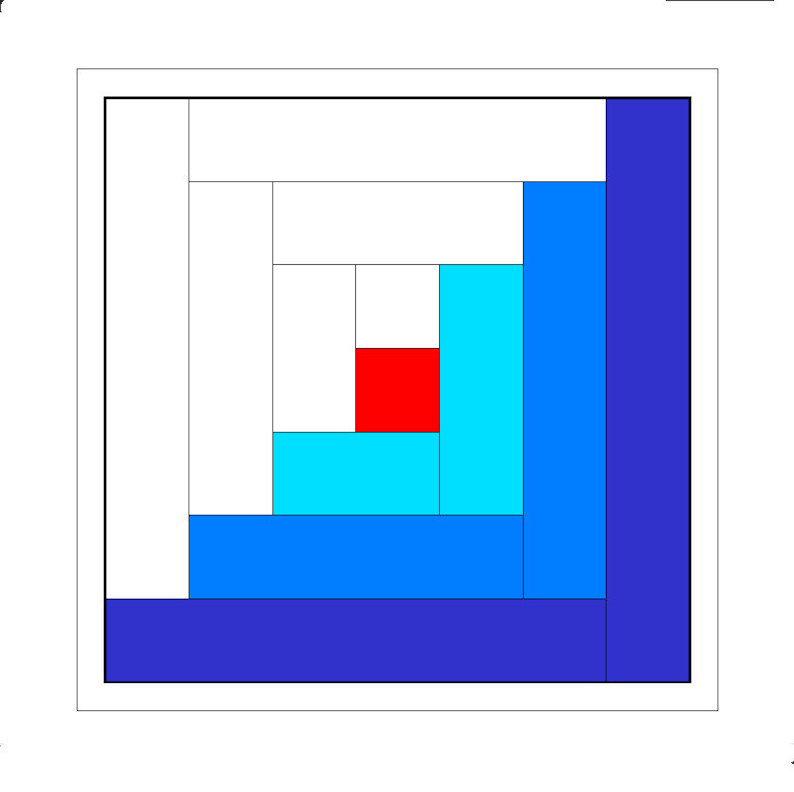 Log Cabin Block 3 Sizes 3 Rounds. Printable Foundation Paper Etsy