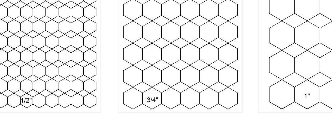 EPP Hexagons, 5 Sizes. Printable Templates for English Paper Piecing ...