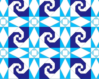 Snail trails at sea. Block templates for foundation paper piecing. 8&quot;  &quot;snail&quot; block.