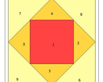 Economy block PDF 4 sizes. Paper piecing pattern, printable. Beginner friendly.
