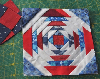 12&quot; pineapple block, printable PDF, 5 rounds. Foundation paper piecing pattern. FPP.