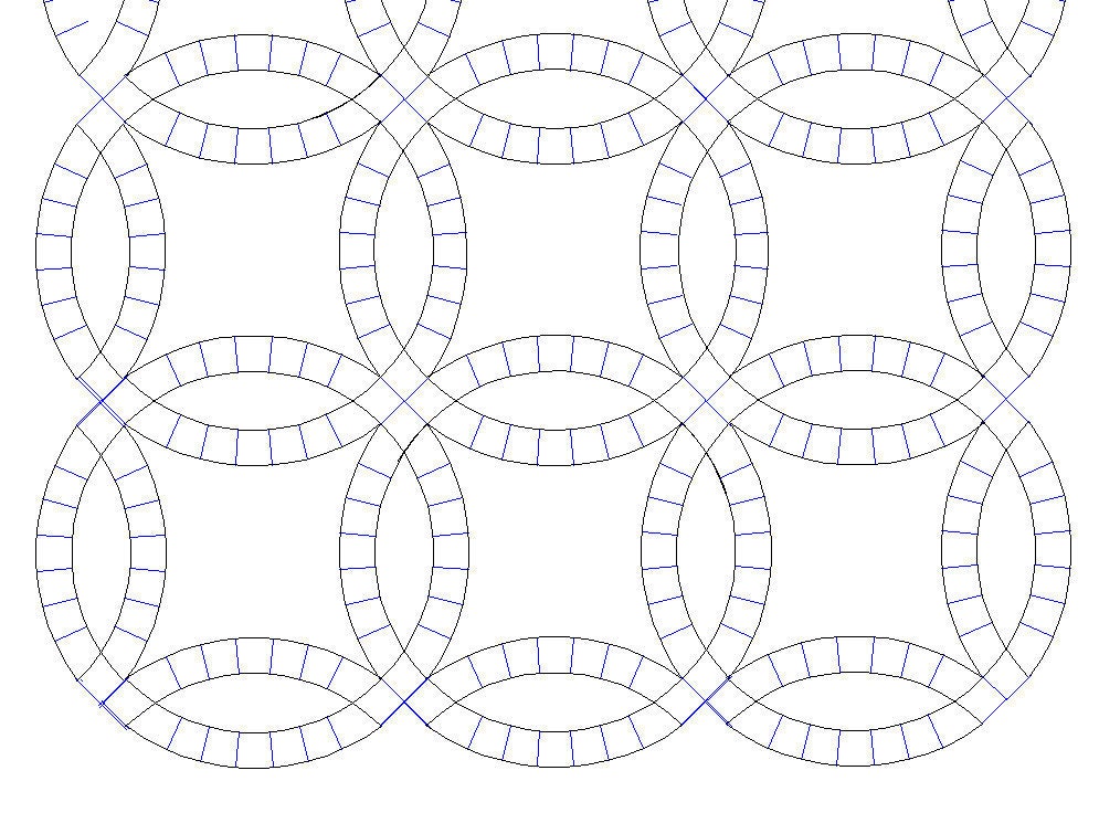 Feathered Square Quilt Stencil Double Wedding Ring Design 8-1/2in x 8-1/2in  116 - 045285001168