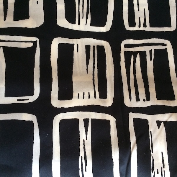 Marimekko satin  fabric in Black & White by the half yard