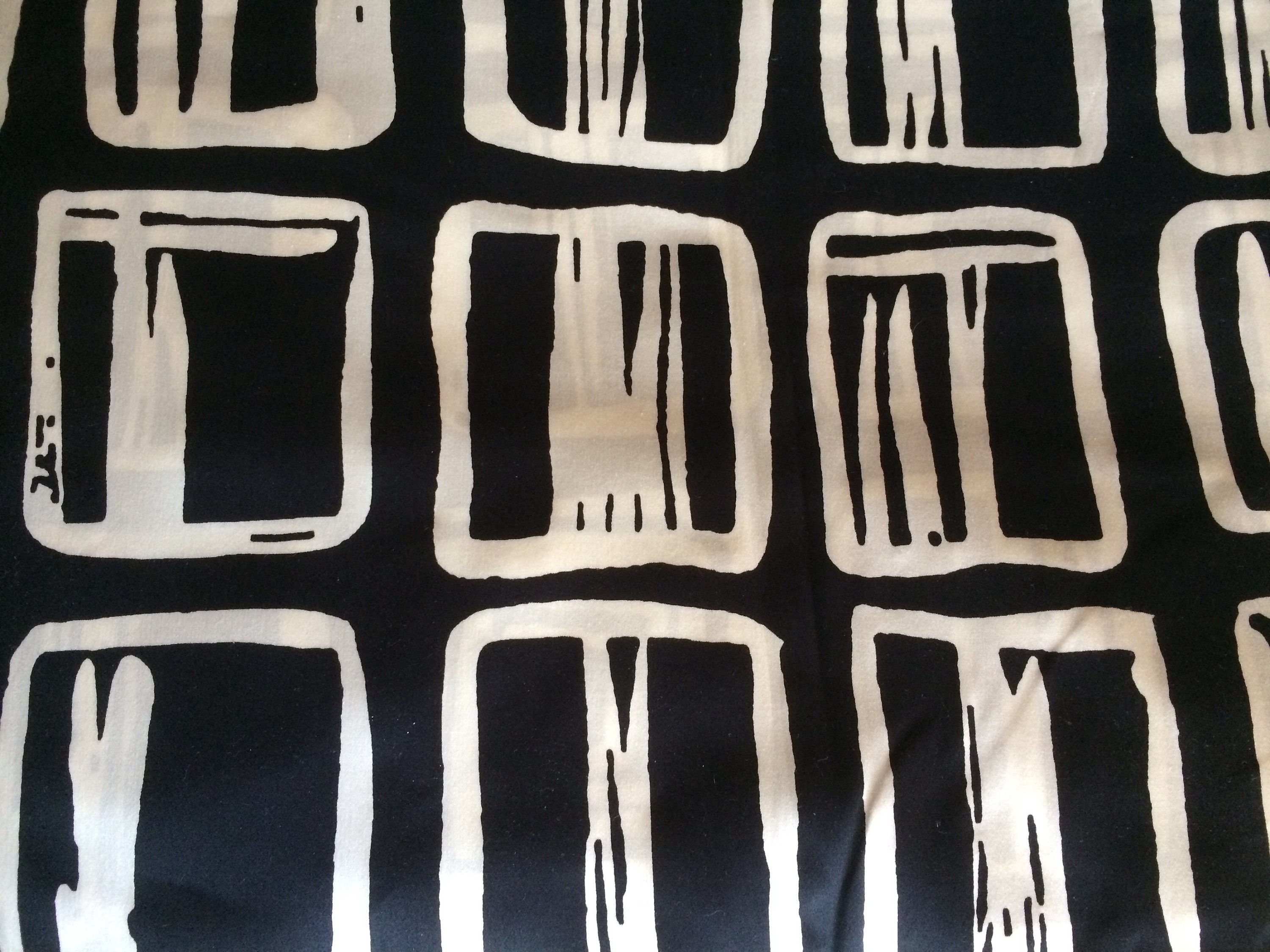 Marimekko satin  fabric in Black & White by the half yard