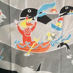 Pièce en tissu Moomin, Boat trip, vendue à répétition. Coton biologique.