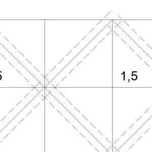 HST 1 1/2 "printable PDF. Grundmuster auf Papier. Halbes quadratisches Dreieckgitter.