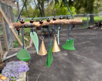 Green Recycled Glass Tin Bell Windchime