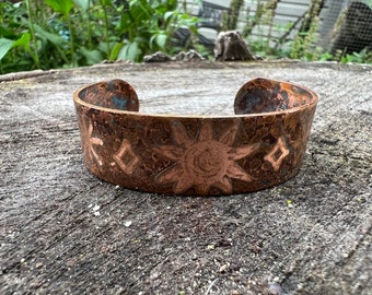 Sun Etched Copper Cuff