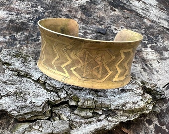 Geometric Patterned Brass Cuff