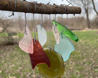 Multi-Color Recycled Glass Windchime