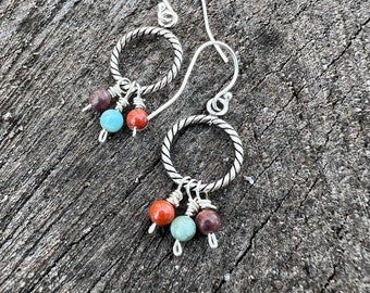 Beaded Sterling Dangle Earrings