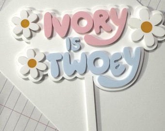 TWOEY birthday party, second birthday, bluey, bluey cake topper, party cake topper