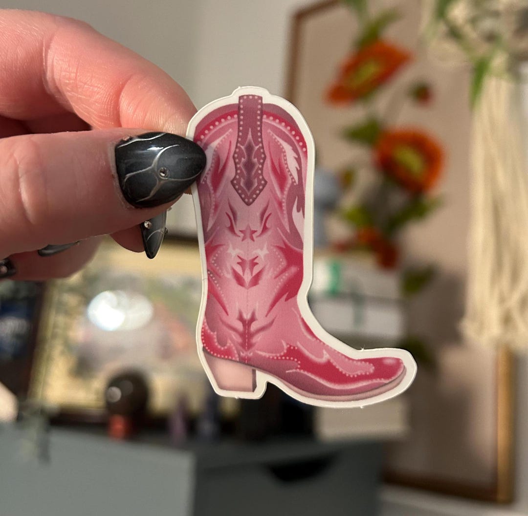 Pink Cowgirl Boot Sticker Vinyl Decal Western Vibe Queer Art - Etsy