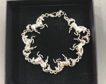 Two Horses Narrow Cuff Bracelet in Silvery Pewter Handmade by the