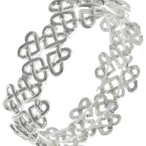 Celtic Heart Irish Jewelry Ireland Jewelry Knot Jewelry Traditional Irish Minimalist Jewelry Sterling Silver Plated Metal Stretch Bracelet