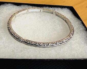 Brighton**Style Inspire  Studded Ball Metal Bracelet Stackable Bracelet Slim Filigree Stretch Bracelet Sterling Silver Plated 74YN7 GD