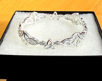 Pulsera elástica con nudo celta de la trinidad, joyería irlandesa, chapada en plata 76iL1 BT T