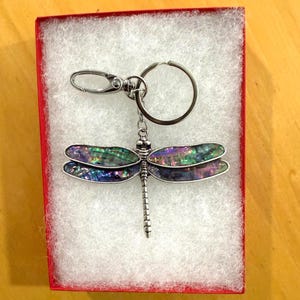 Gift***3D Design Dragonfly Key Chain for Her Abalone KeyChain for Man three dimensional charm Key holder 61YK0 BT T