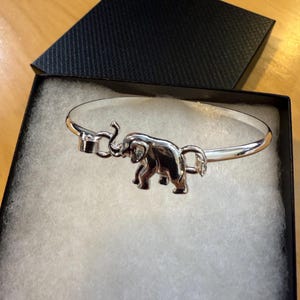Elephant***Casting Bangle Farm Animal Lover Safari Nature Inspired Handmade Lucky Jewelry Sterling Silver Plated 73ii6 BT T