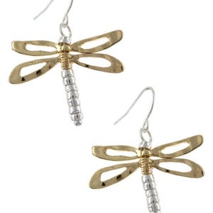 3D Dragonfly Earrings Dragonfly Jewelry, fashion jewelry, Silver Dragonfly, Sterling Silver Plated