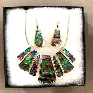 Abalone*BIB Halskette Abalone Ohrringe Muschel Anhänger Halskette Handmade Schmuck Für Frauen Sterling Silber Überzogene Geschenke 44YN5 LW