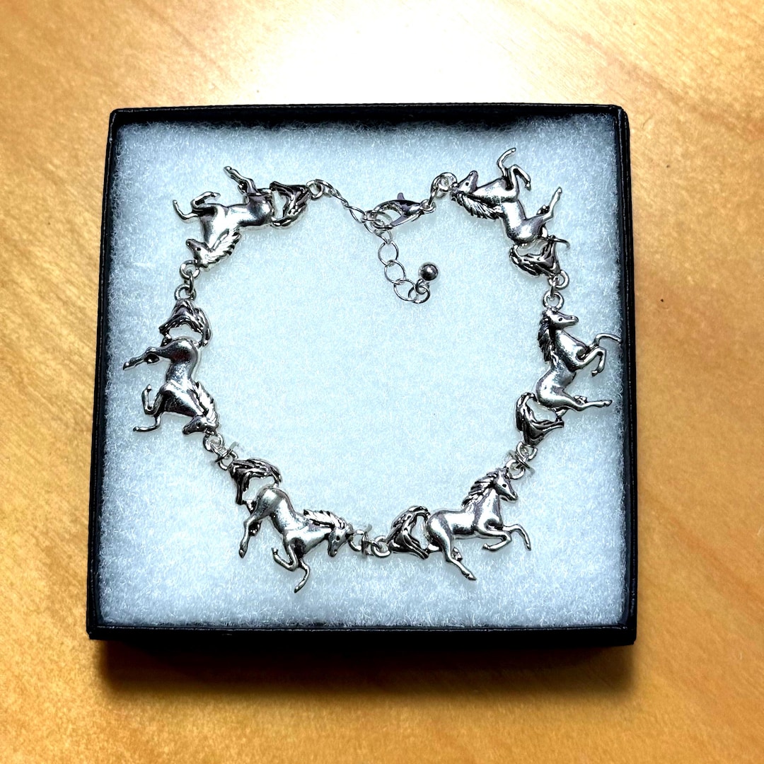 Horse***silver Plated Link Bracelet 70SM1 BT T - Etsy