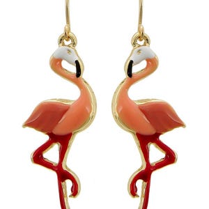 Flamingo Earrings, Flamingo Bird Necklace & Earrings SET Flamingo Jewelry Nature Inspired Animal Earrings Gift for Her