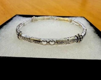 Bransoletka Brighton***Style Inspire, bransoletka w kształcie serca, elastyczna, ręcznie robiona, platerowana srebrem próby 925 7FYK9 BT T