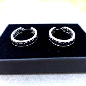 Regalo*Pendientes de aro ovalados de metal con filigrana interior y bola exterior para mujer, chapados en plata de ley, estilo Brighton 31CL6 LW imagen 4
