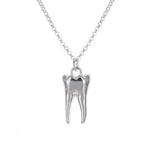 Wisdom Tooth Teeth Pendant Necklace 3D Design Medical Dentist Nursing Student Gift Graduation Gift Sterling Silver Plated Gold  31ii1
