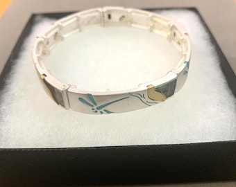 Regalo***Pulsera elástica de joyería de libélula, regalo para ella, chapada en plata de ley 78ii1 BT