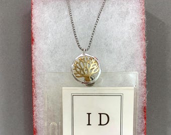 Silver*Gold Tree of Life Metal ID Holder & Necklace Badge Lanyard Teacher Gifts Nurse Sterling Silver Plated Jewelry 45SA3 LW