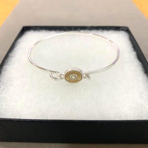 Bala de cristal AB para escopeta Winchester Bullet 38SPL, deportiva, regalo único, hecha a mano, plateada en plata de ley, estilo western, brazalete 75YK7 LW
